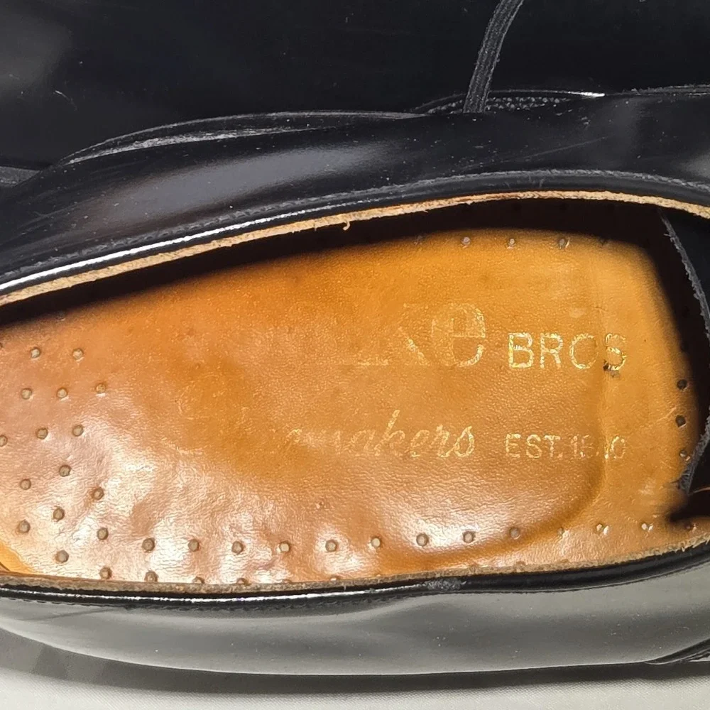 Loake Brothers English Oxford Brogue Shoes Mens Size 9 UK Cap Toe Black Leather